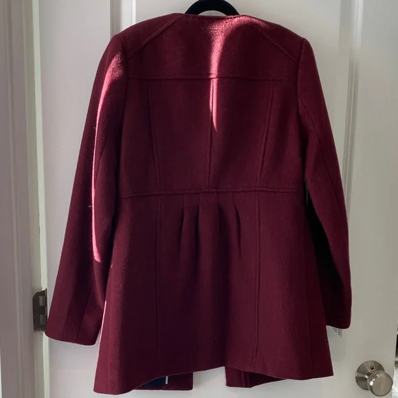 LOFT Rich Burgundy Pea Coat - XXSP - Picture 2 of 6